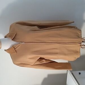 Vintage Beaux Art large tan velour collar jacket 1990s Y2K